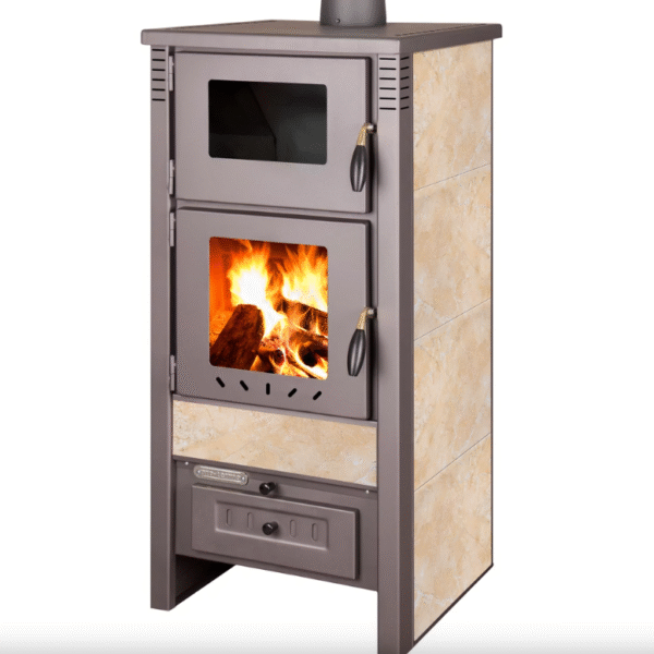 Estufa de leña + horno taurus beige 52 cm